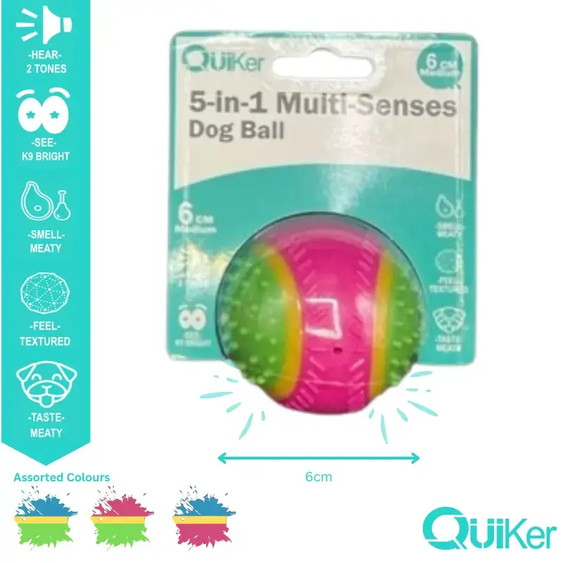 5-in-1 Multi-Senses Dog Toy Ball 8cm - Image 3