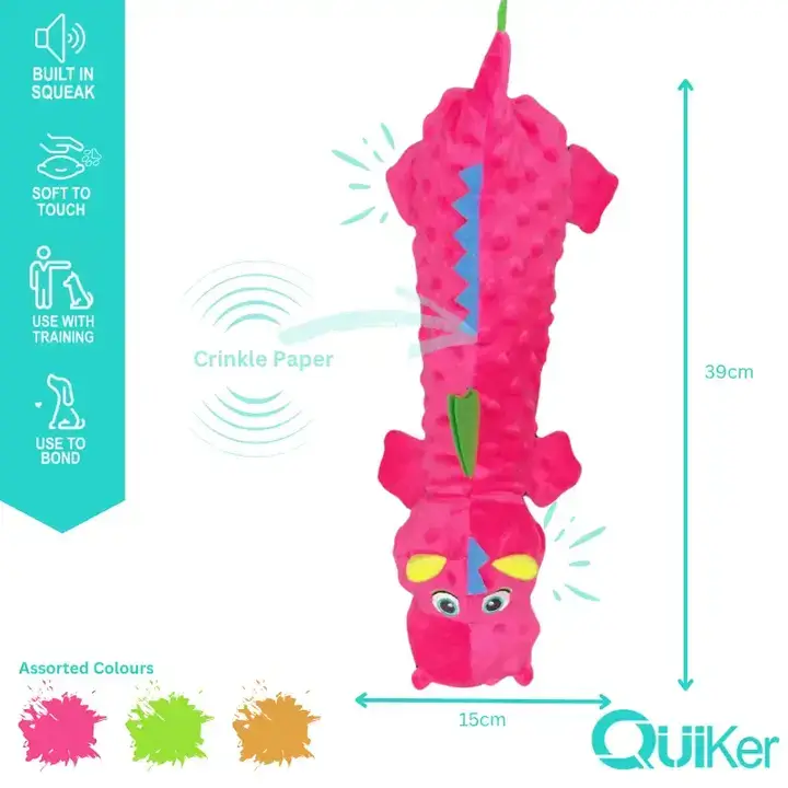 Plush Crinkle & Squeak Dragon Dog Toy - Image 2