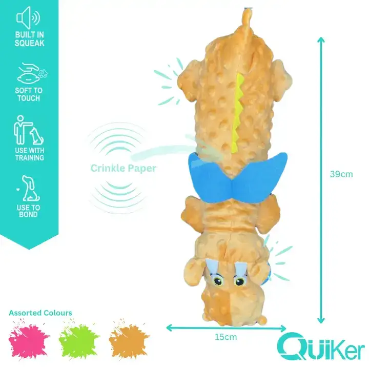 Plush Crinkle & Squeak Dragon Dog Toy - Image 4
