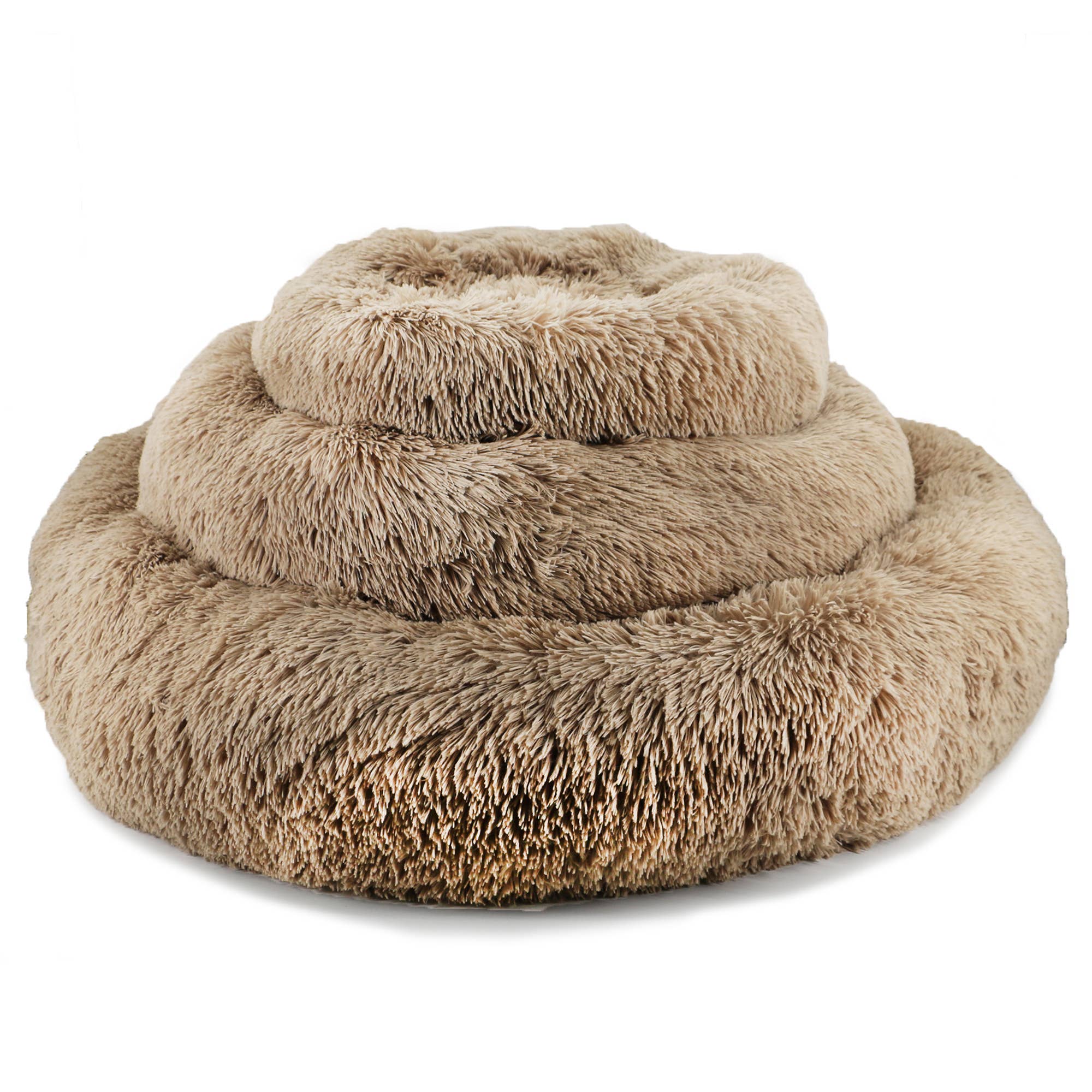 Super Soft Plush Donut Dog Bed Oatmeal - Image 2