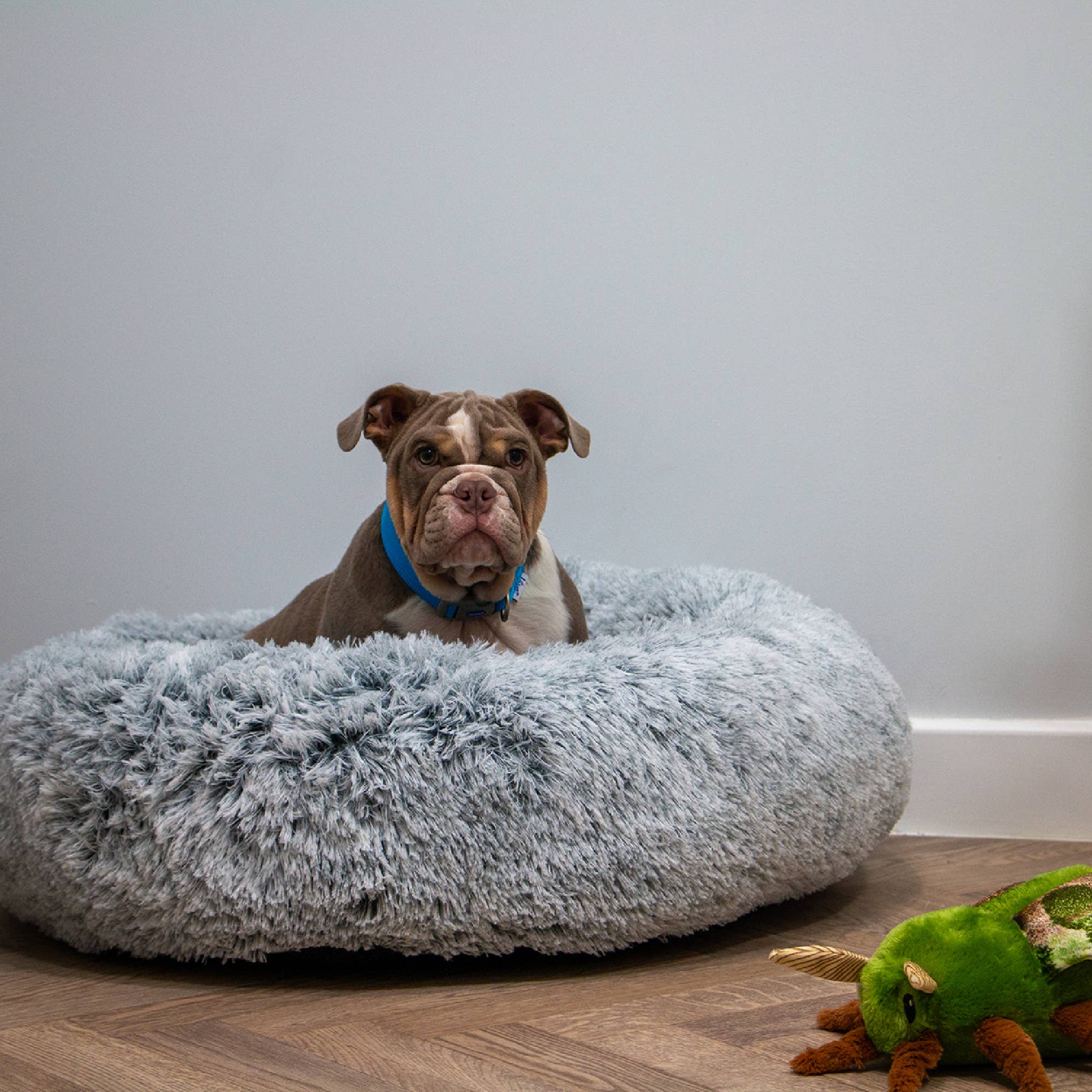 Super Soft Plush Donut Dog Bed Slate Grey - Image 4